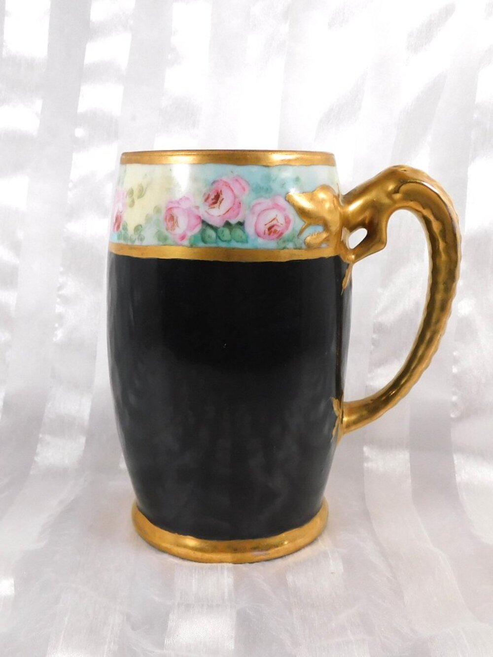 Signed Floral Mug with Dragon Handle # 26286